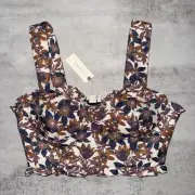 NEW Anthropologie Sachi & Babi Floral Crop Bustier Top Size XS Ruffle Corset Zip