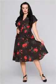 Liza Spinners Web Flared Dress 16 18 20 Collectif Halloween Goth Alt Spider