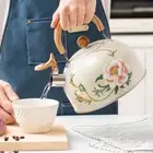 Floral Enameled Teapot Water Kettle 3L Tea Jug Coffee Pot Gas Induction Cooker