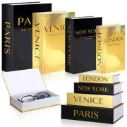 Decorative Faux Book Box Set of 4 Book Shaped Storage Box for Coffee Table De...