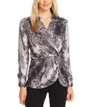 Vince Camuto Snake-Print Peplum Twist Top MSRP $99 Size XXS # 6B 1201 NEW