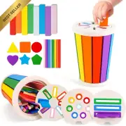 Wooden Montessori Color & Shape Sorting Toys for Toddlers, Motor Skills