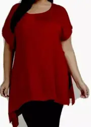 Taking Shape Plus Sz S-M 18 Tunic Asymmetrical Hem NWT Satin Feel RRP $120