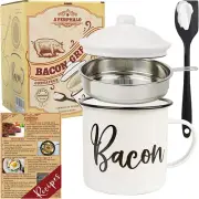 Bacon Grease Container with Strainer - with -Grade Silicone Spatula , 46Oz Large