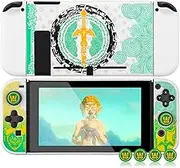 ITONGGUYUKI Dockable Protective Case Compatible with Switch, Hard Shell Case Cover for Switch and Joy-Con Controllers with 4 Thumb Grips,Zelda tears of The Kingdom Switch Carrying Case