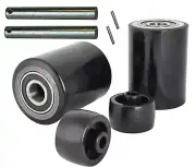Pallet Jack/Truck Load Wheels Full Set with Axles & Rollers 2.75" x 3.75" Black