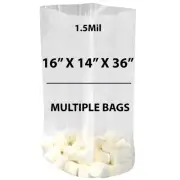 1.5Mil 16" X 14" X 36" | Clear Gusseted Bags, Heat Sealable | Multiple Bags