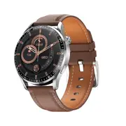 1.32 Inch Heart Rate Detection Smart Watch Silver + Leather Smart Watches