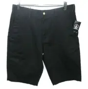 Volcom Men’s V-Monty Solid Shorts Modern Size 28 Black New $45