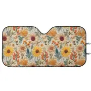 Golden Flower Clusters SunShade for Car, Cute Windshield Sunshade, Floral Sun V