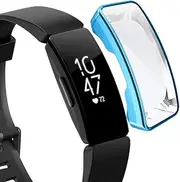 Screen Protector intended for Fitbit Inspire HR Case, Full Cover Electroplating TPU Silicone All Round Protective Inspire Hr Accessories Frame Scratched Resistant Protective Cover Case intended for Inspire Hr& Inspire Fitness Tracker (Blue)