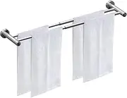 HONPHIER Adjustable Towel Rack 43-72CM Wall Mounted Towel Rail SUS304 Stainless Steel Towel Holder Towel Bars for Kitchen Bathroom Toilet Hotel Office, Chrome (Double Bar)