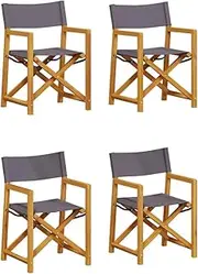 vidaXL Folding Garden Chairs - Director Chair Armchair, Dark Grey Fabric, Solid Acacia Wood, Outdoor Seating for Patio, Balcony, Camping - Set of 4 ```