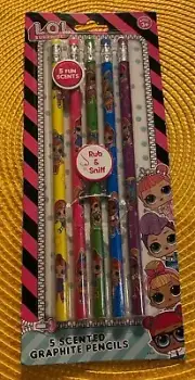 5 PC SURPRISE FUN ~Scented~ Graphite Pencils Rub N' Sniff L.O.L.