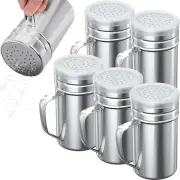 14Oz Large Stainless Steel Salt Pepper Dredge Shakers - with Plastic Cap - with