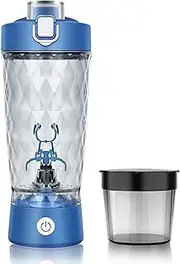 Problend One-Touch Shaker Smooth Protein Mix Anywhere, USB Rechargeable Portable Blender Cup, Quickly stir evenly, With powder box, 20oz, For Smoothies, Protein Shakes, Gym, Office Use (Blue)