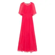 [Alberta Ferretti] Alberta Ferretti Plissé-effect Maxi Dress 44 IT PINK