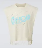 [Satisfy] Satisfy MothTech fringed cotton jersey top XL white