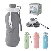 Collapsible Silicone Water Bottle - Leakproof, BPA-Free Food Grade - Perfect for Hiking Travel