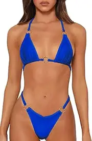 [OWICA] Sexy Brazilian Bikini Sets for Women Halter String Bikini Set Two Piece Bikini Strap Swimsuits Triangle Bikini