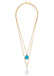 Kenneth Jay Lane Embellished Layered Necklace - Aqua ONE SIZE
