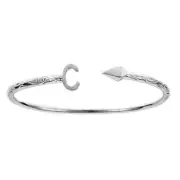 Personalized West Indian Bangle Pyramid End .925 Sterling Silver (MADE IN USA)