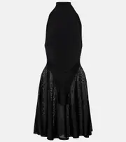 [Alaia] Alaïa Jersey and mesh minidress AU 8 black