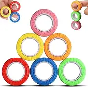 6 Pack Magnetic Fidget Toys for Children Adults, Cool Finger Hand Spinner for Improve Focus, Magnetic Fidget Ring Gear Party Favors, Handheld Finger Fidget Toys Puzzle Gift Prize for Boys Girls