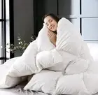 WhatsBedding White Luxury Filled Feather And Down Comforter Size Queen RT13