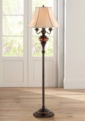 Traditional Floor Lamp Lush Bronze 4-Light Bell Shade For Living Room Reading