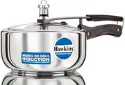 Hawkins 3 Litre Wide Stainless Steel Pressure Cooker, 3-Liters, Silver