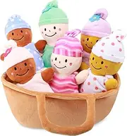 Basket Plush Baby Dolls Soft Multicultural Sensory Babies Toy Set 6 Piece Interchangeable Clothes Stuffed Plush Figures for All Ages