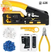 RJ45 Crimp Tool Kit Ethernet Cat5 Cat6 Cat7 Crimper Cable Tester 50 Connectors