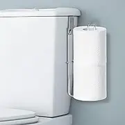 Bathroom Toilet Paper Holder with Storage Extra 2 Rolls, Over The Tank Toilet Paper Holder Wall Mount, Small Restroom Organizer, Adhesive RV Tissue Storage, Stainless Steel, Silver, 1PC