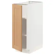 METOD base cabinet with shelves, white/Vedhamn oak, 30x60x80 cm