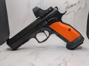 CZ SP01, Shadow 2 Magwell W/ Bright Orange Grips. Works W/ All Mags!