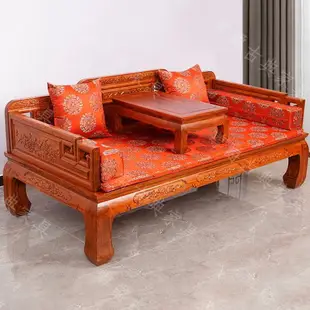 老榆木羅漢床實木床客廳家用新中式現代榫卯小戶型沙發床羅漢榻