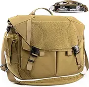 [1TG Tactical] Tactical Messenger Bag for Men & Women - Military-Style Crossbody Shoulder Bag with 15inch Laptop, Water-Resistant Work Bag, Large Capacity Travel & School Bag with Multiple Pockets, Brown