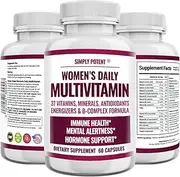 Simply Potent Multivitamin For Women, 37, Minerals & Herbs With Vitamins A C & B Complex, Zinc, Magnesium, Calcium & Green Tea For Hair, Immune & Hormone Support, 60 Count (Pack Of 1)
