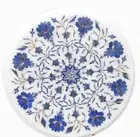 12" Semi Precious Stones Lapis Round Marble End Side Table Top Home decorative