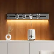 Ambience Light Rail Socket,23.62/31.5in Rail,4 Five Hole Adapters,8000W Power Supply,Usb And Type-C Interface,10Cm/120° Light Sensor,Grey-60cm