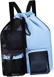 Mesh Swimming Bag with Drawstring Closure Gym Backpack for Adults for Swimming Fitness and Travel