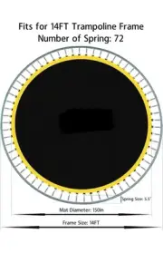 Trampoline Replacement Mat, Fits 14ft Round Frame,with 72 Rings $95.99