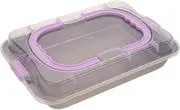 Hoement Rectangular Non Stick Baking Pan with Lid Carbon Steel Bakeware for Cake Cookie and Easy to Clean for Baking and Transport