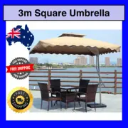 Varossa 3.5m Large Cantilever Square Outdoor Sun Pool Umbrella Beige/Tan Garden