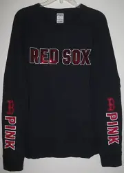 NWT VICTORIA'S SECRET PINK S BOSTON RED SOX BLING SEQUIN PERFECT CREW SWEATSHIRT