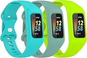 3 Pack Soft Watchband Compatible with Fitbit Charge 6, Charge 5, Charge 4, Charge 3/3SE Silicone Wristband All-round Protective Band Replacement Bracelet Strap