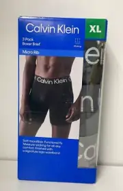Calvin Klein Mens 3 Pack Micro Rib Boxer Brief- Size XL