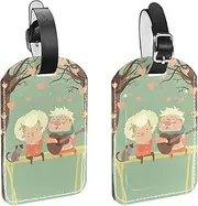 [WOSHJIUK] Luggage Tags,2 Pack Labels Suitcase Tags,Grandma Grandpa Love,Luggage Tags Privacy Protection Travel Bag Tag