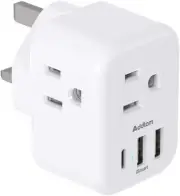 US to UK Ireland Plug Adapter, Type G Power Adapter with 3 AC Outlets and 3 USB